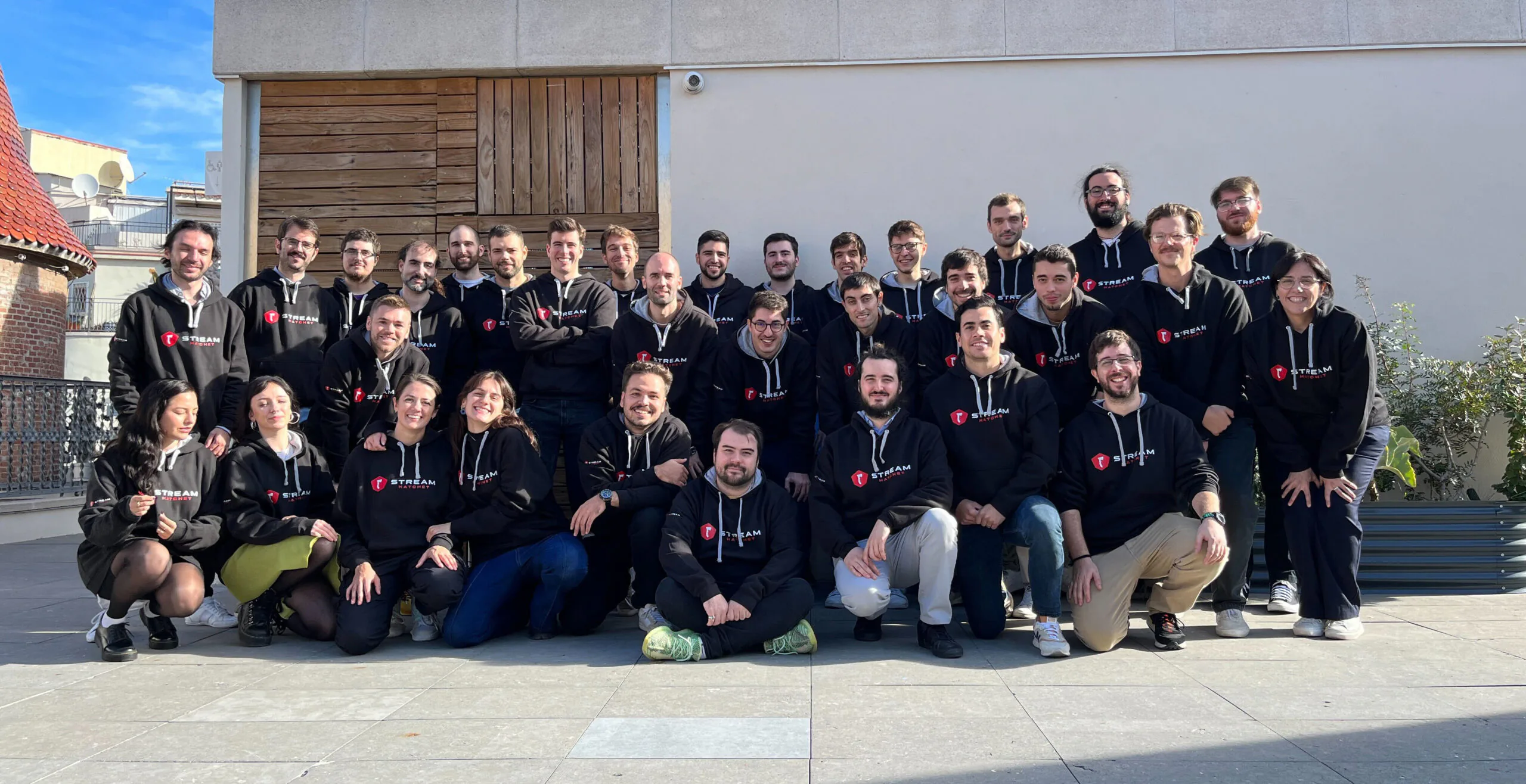 The Hatchet team gathered on a rooftop terrace in Barcelona