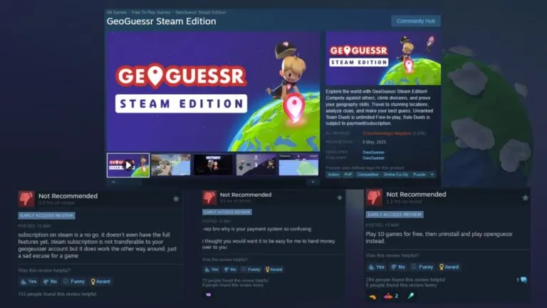 Graph 3: GeoGuessr Steam Store Page w/ Negative Reviews - Hatchet