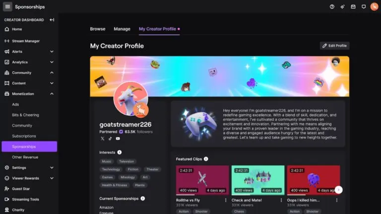 Graph 6: Twitch Creator Profile for Sponsorships - Hatchet